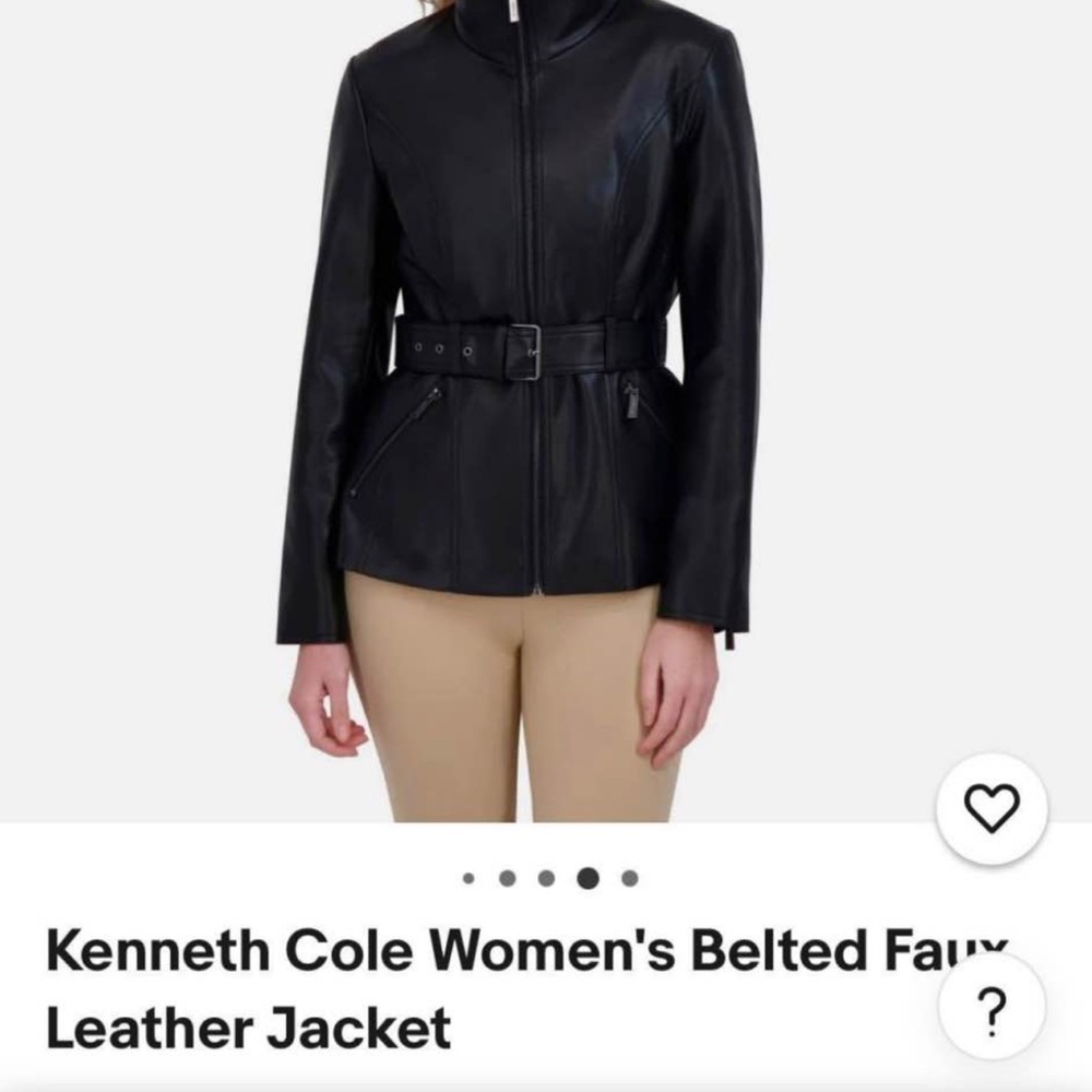 Kenneth Cole Women's Black Belted Leather Jacket